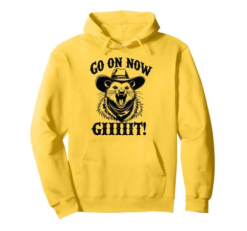 Cowboy Opossum Go Now Git Hoodie - Aesthetic Graphic Unisex - T-Shirt, Sweatshirt, Hoodie