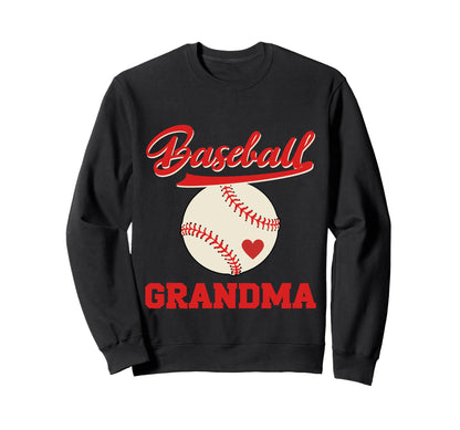 Baseball Grandma Baseball Heart Sweatshirt - Aesthetic Graphic Men Women - T-Shirt, Sweatshirt, Hoodie