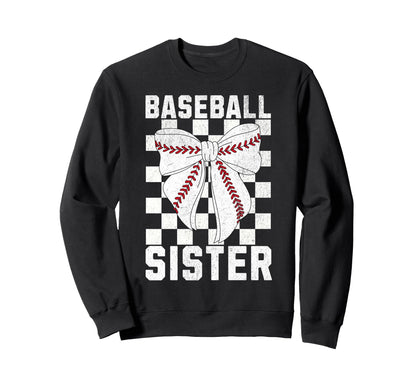 Baseball Sister Coquette Bow Sweatshirt - Fun Novelty Design for Adults - T-Shirt, Sweatshirt, Hoodie