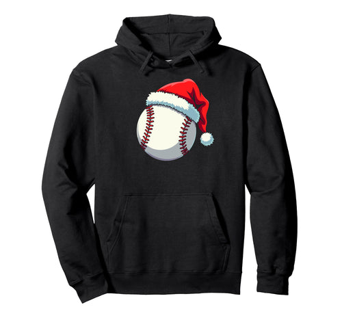 Funny Baseball Ball Santa Holiday Hoodie - Custom Art Print Men Women - T-Shirt, Sweatshirt, Hoodie