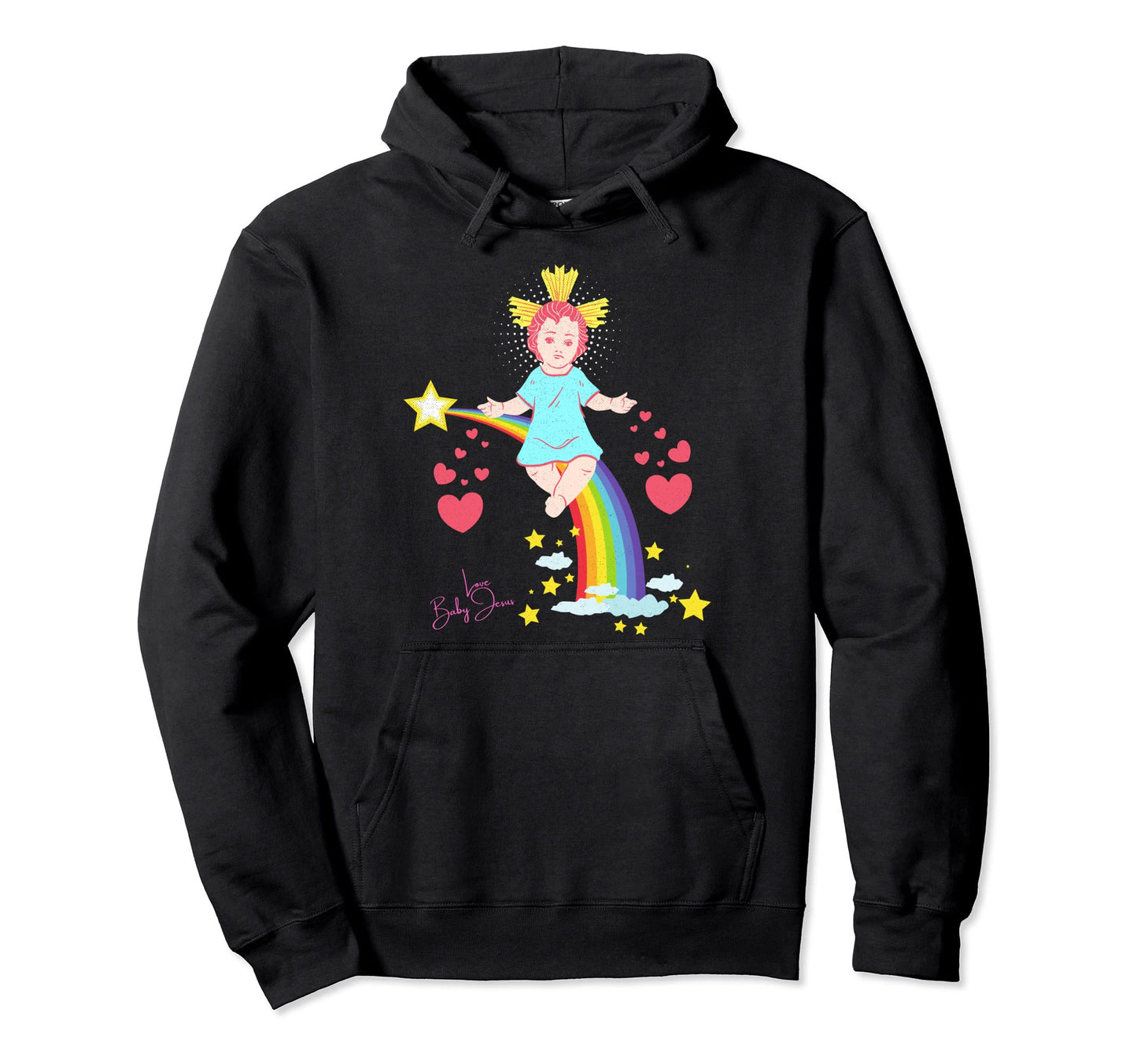Jesus Loves Me Christian Icon Rainbow Hoodie - Graphic Print Men Women - T-Shirt, Sweatshirt, Hoodie