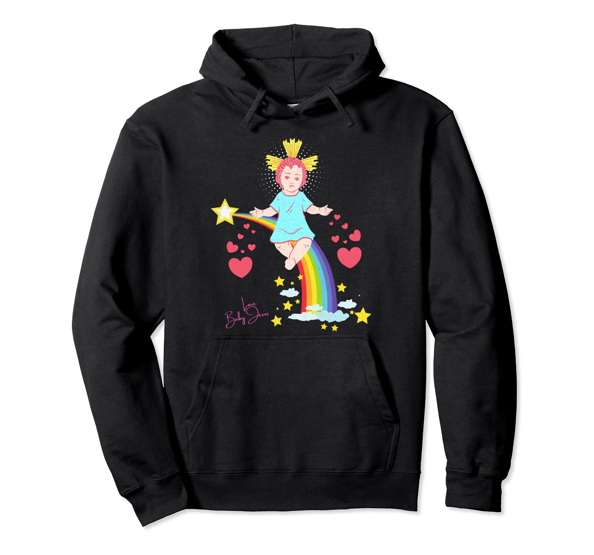 Jesus Loves Me Christian Icon Rainbow Hoodie - Graphic Print Men Women - T-Shirt, Sweatshirt, Hoodie