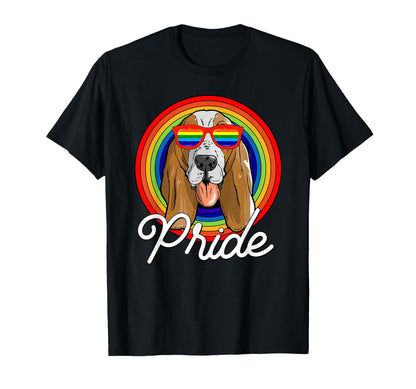 Basset Hound Lgbt Pride Dog Rainbow T-Shirt - Unique Graphic Unisex - T-Shirt, Sweatshirt, Hoodie