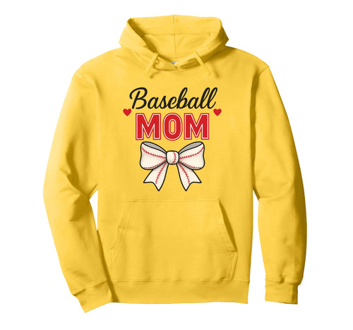 Baseball Mom Red Stitch Coquette Bow Hoodie - Streetwear Style Unisex - T-Shirt, Sweatshirt, Hoodie