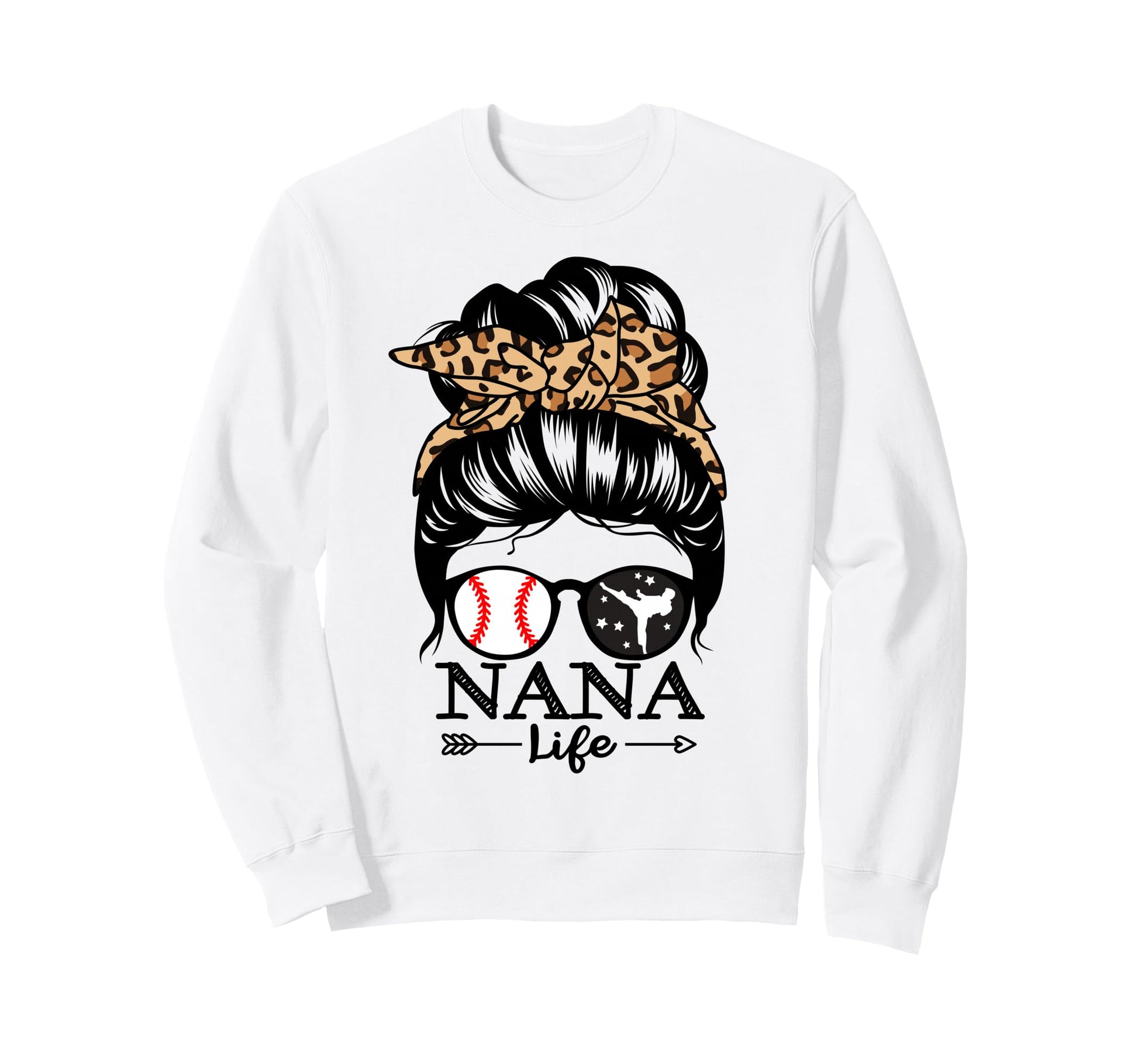 Nana Life Messy Bun Hair Funny Baseball Sweatshirt - Unique Graphic Unisex - T-Shirt, Sweatshirt, Hoodie