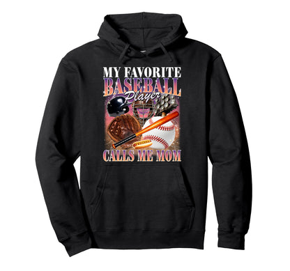 Baseball Player Calls Me Mom Bootleg Hoodie - Custom Art Print Men Women - T-Shirt, Sweatshirt, Hoodie