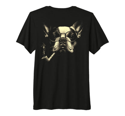 French Bulldog Glasses Smoking Pipe T-Shirt - Casual Everyday Wear Unisex - T-Shirt, Sweatshirt, Hoodie