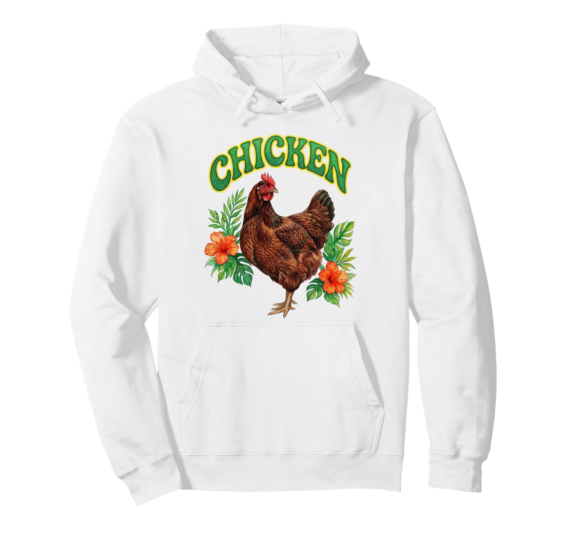Chicken Groovy Floral Chicken Hoodie - Aesthetic Graphic for Adults - T-Shirt, Sweatshirt, Hoodie