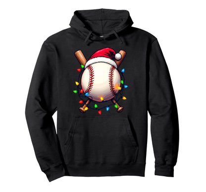 Baseball Ball Santa Lights Hoodie - Casual Everyday Wear for Adults - T-Shirt, Sweatshirt, Hoodie