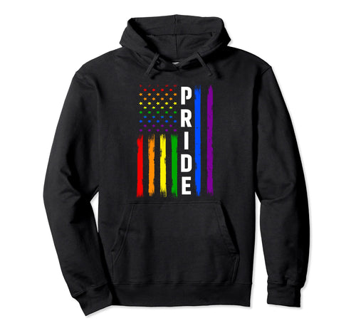 Pride Usa American Flag Lgbt Rainbow Hoodie - Graphic Print for Adults - T-Shirt, Sweatshirt, Hoodie