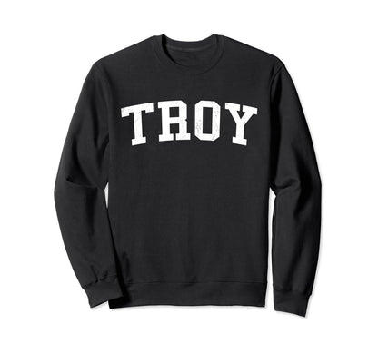Troy Al Distressed White Varsity Sweatshirt - Novelty Apparel Men Women - T-Shirt, Sweatshirt, Hoodie