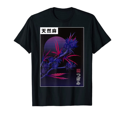 Cannabis Plants Japanese Vaporwave T-Shirt - Unique Graphic Men Women - T-Shirt, Sweatshirt, Hoodie