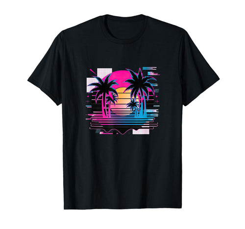 Synthwave Vaporwave Palm Sunset Tv T-Shirt - Trendy Graphic Men Women - T-Shirt, Sweatshirt, Hoodie
