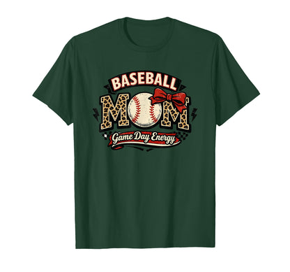 Baseball Mom Game Day Energy T-Shirt - Aesthetic Graphic for Adults - T-Shirt, Sweatshirt, Hoodie