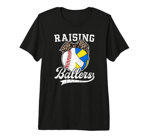 Raising Ballers Baseball Volleyball Mom T-Shirt - Trendy Graphic Men Women - T-Shirt, Sweatshirt, Hoodie