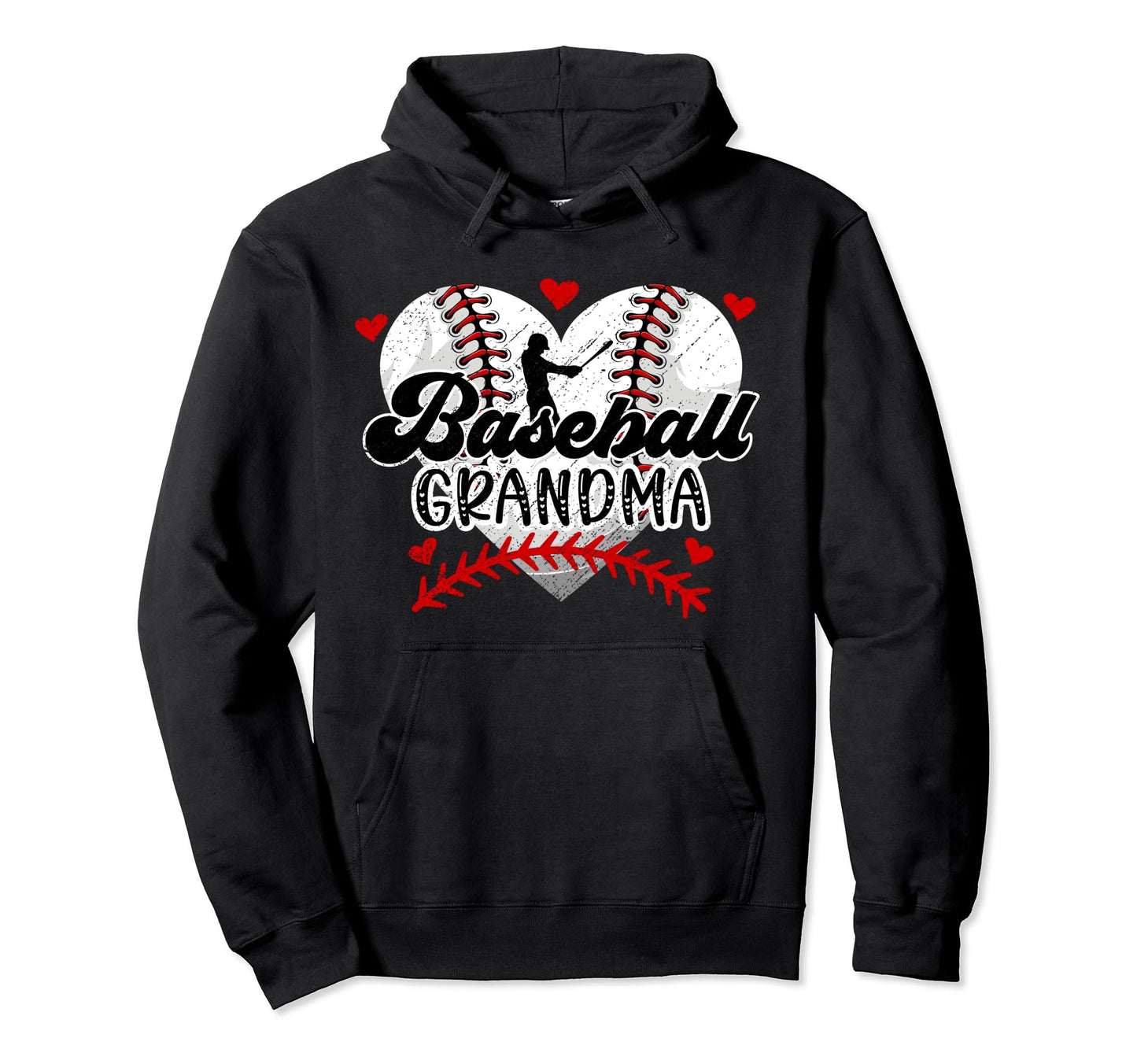 Baseball Grandma Heart Grandma Hoodie - Fun Novelty Design Men Women - T-Shirt, Sweatshirt, Hoodie