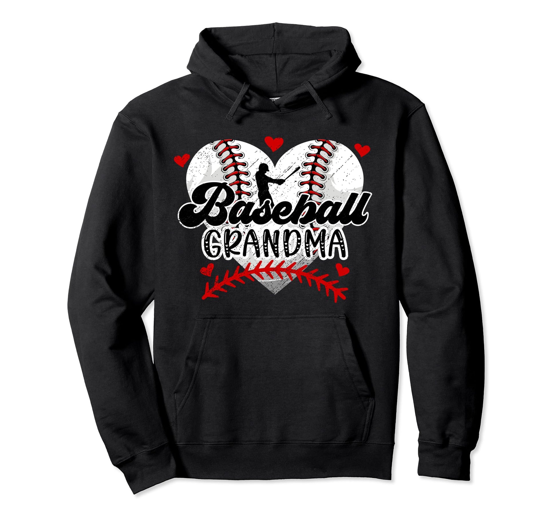 Baseball Grandma Heart Grandma Hoodie - Fun Novelty Design Men Women - T-Shirt, Sweatshirt, Hoodie