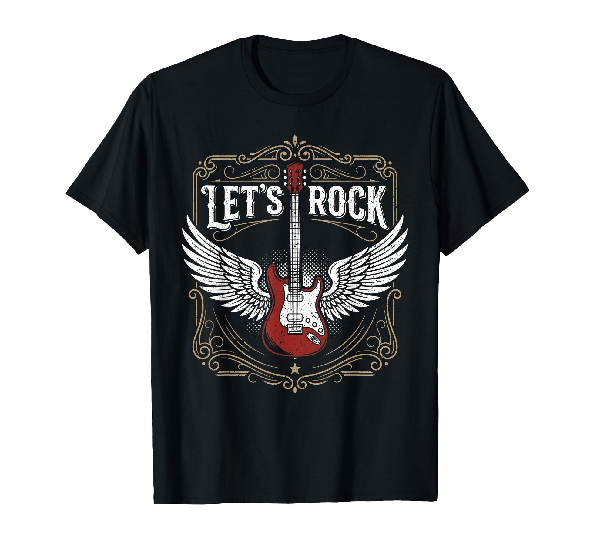 Lets Rock Electric Guitar Rock Band T-Shirt - Unique Graphic Men Women - T-Shirt, Sweatshirt, Hoodie