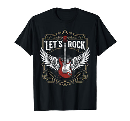 Lets Rock Electric Guitar Rock Band T-Shirt - Unique Graphic Men Women - T-Shirt, Sweatshirt, Hoodie