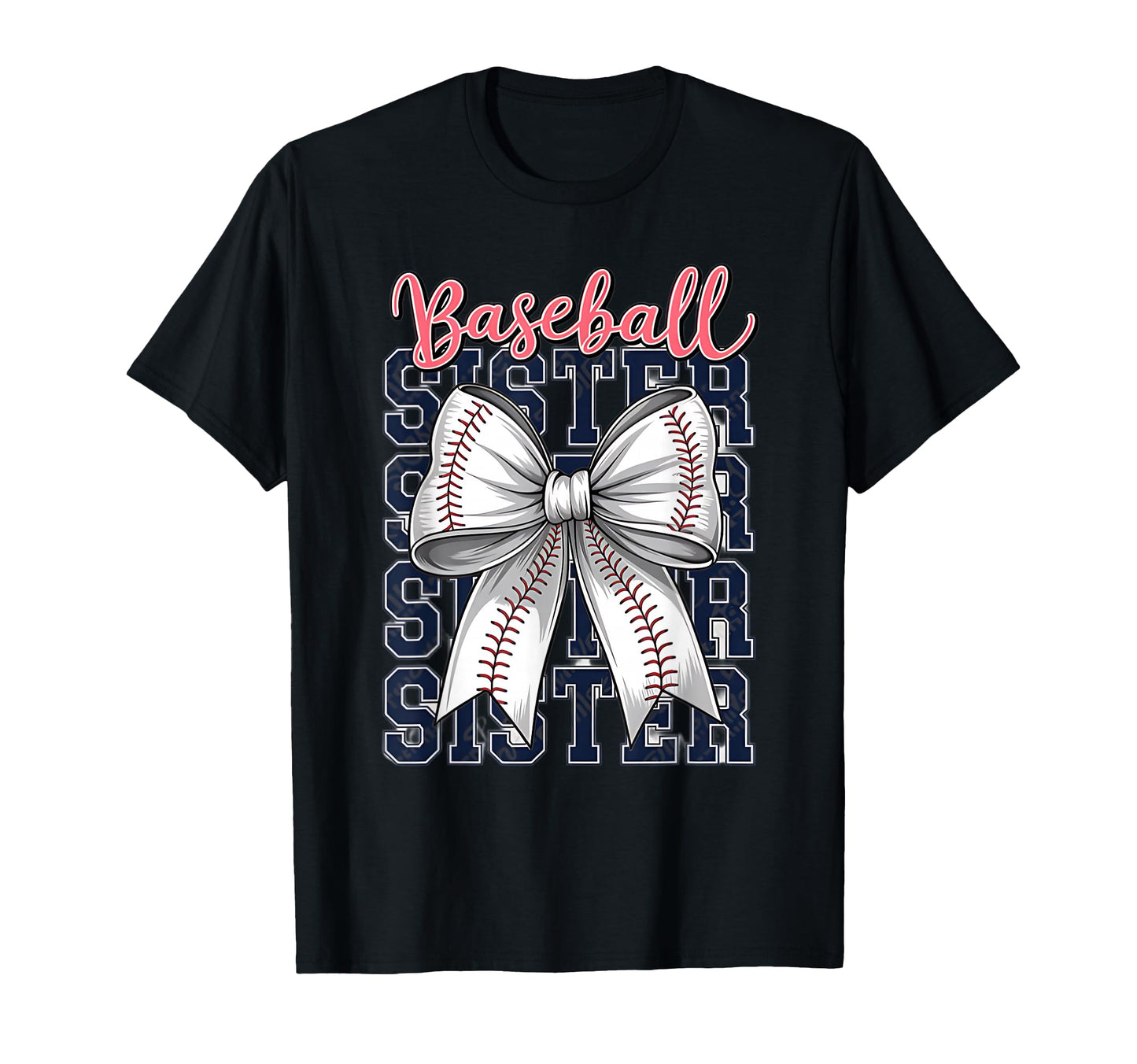 Baseball Sister Coquette Bow T-Shirt - Graphic Print for Adults - T-Shirt, Sweatshirt, Hoodie