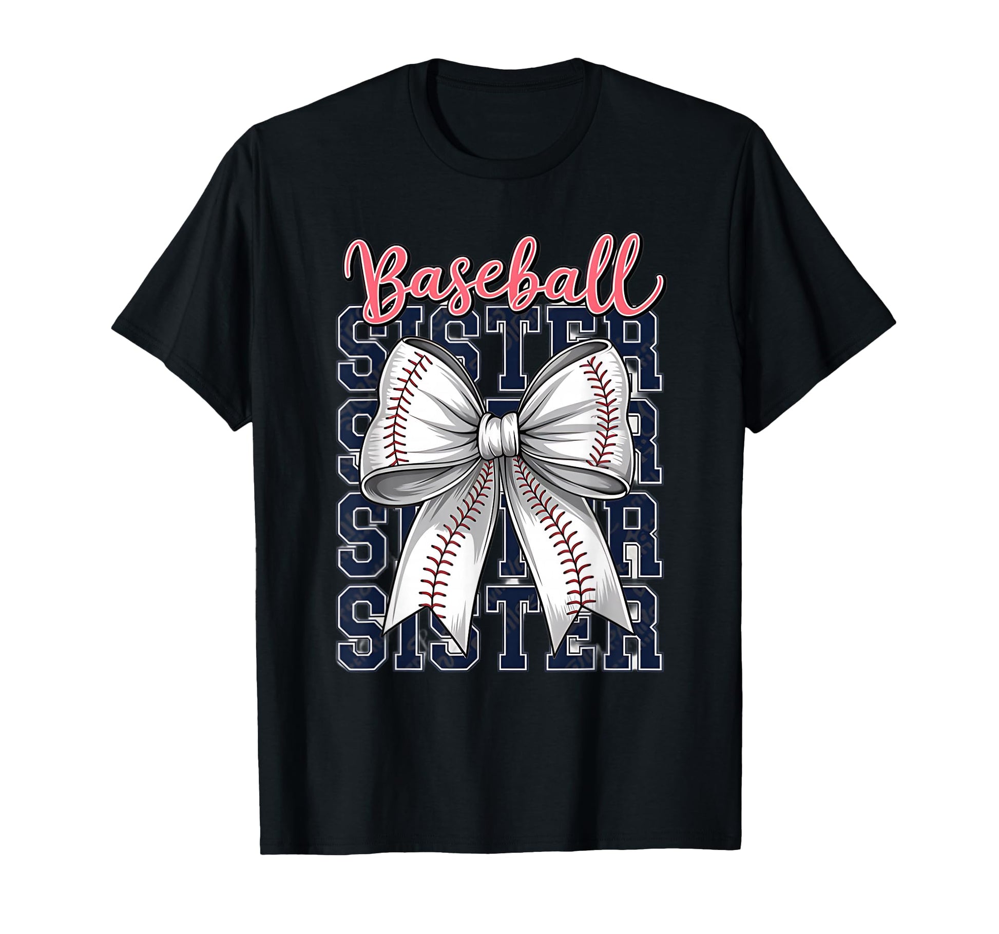 Baseball Sister Coquette Bow T-Shirt - Graphic Print for Adults - T-Shirt, Sweatshirt, Hoodie