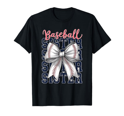 Baseball Sister Coquette Bow T-Shirt - Graphic Print for Adults - T-Shirt, Sweatshirt, Hoodie