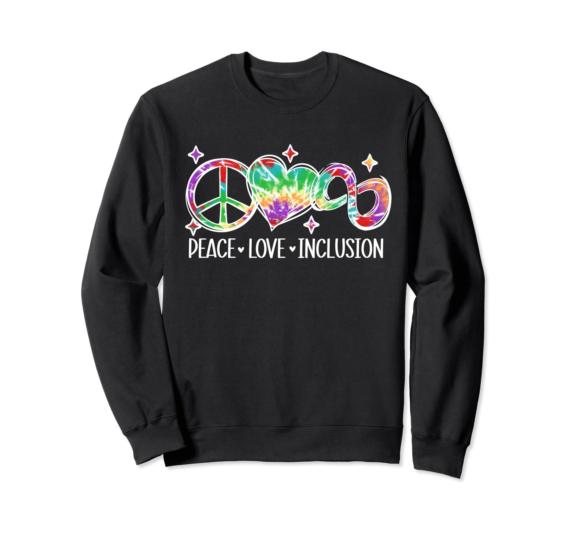 Autism Peace Love Inclusion Tie Dye Sweatshirt - Minimalist Print Men Women - T-Shirt, Sweatshirt, Hoodie