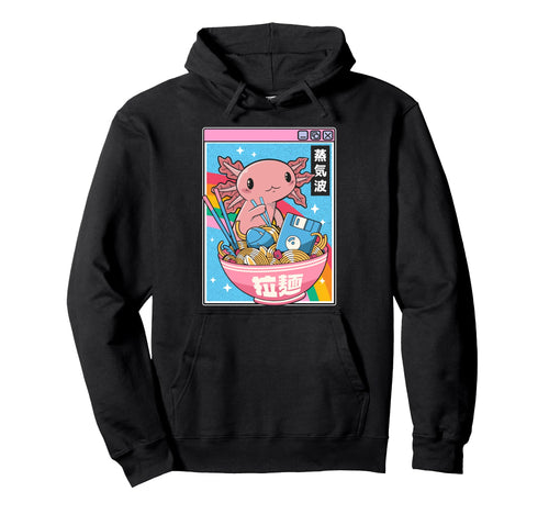 Axolotl Kawaii Rainbow Vaporwave Hoodie - Trendy Graphic Men Women - T-Shirt, Sweatshirt, Hoodie