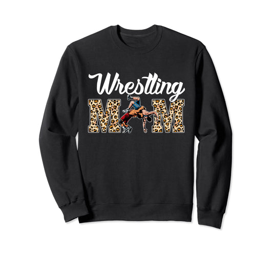 Wrestling Funny Mom Game Leopard Sweatshirt - Aesthetic Graphic Unisex - T-Shirt, Sweatshirt, Hoodie