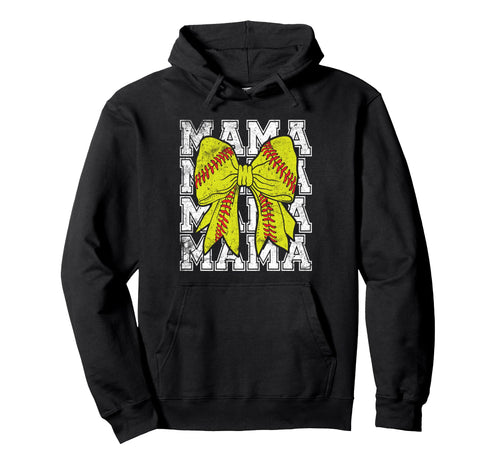 Softball Mama Coquette Bow Game Day Hoodie - Graphic Print for Adults - T-Shirt, Sweatshirt, Hoodie