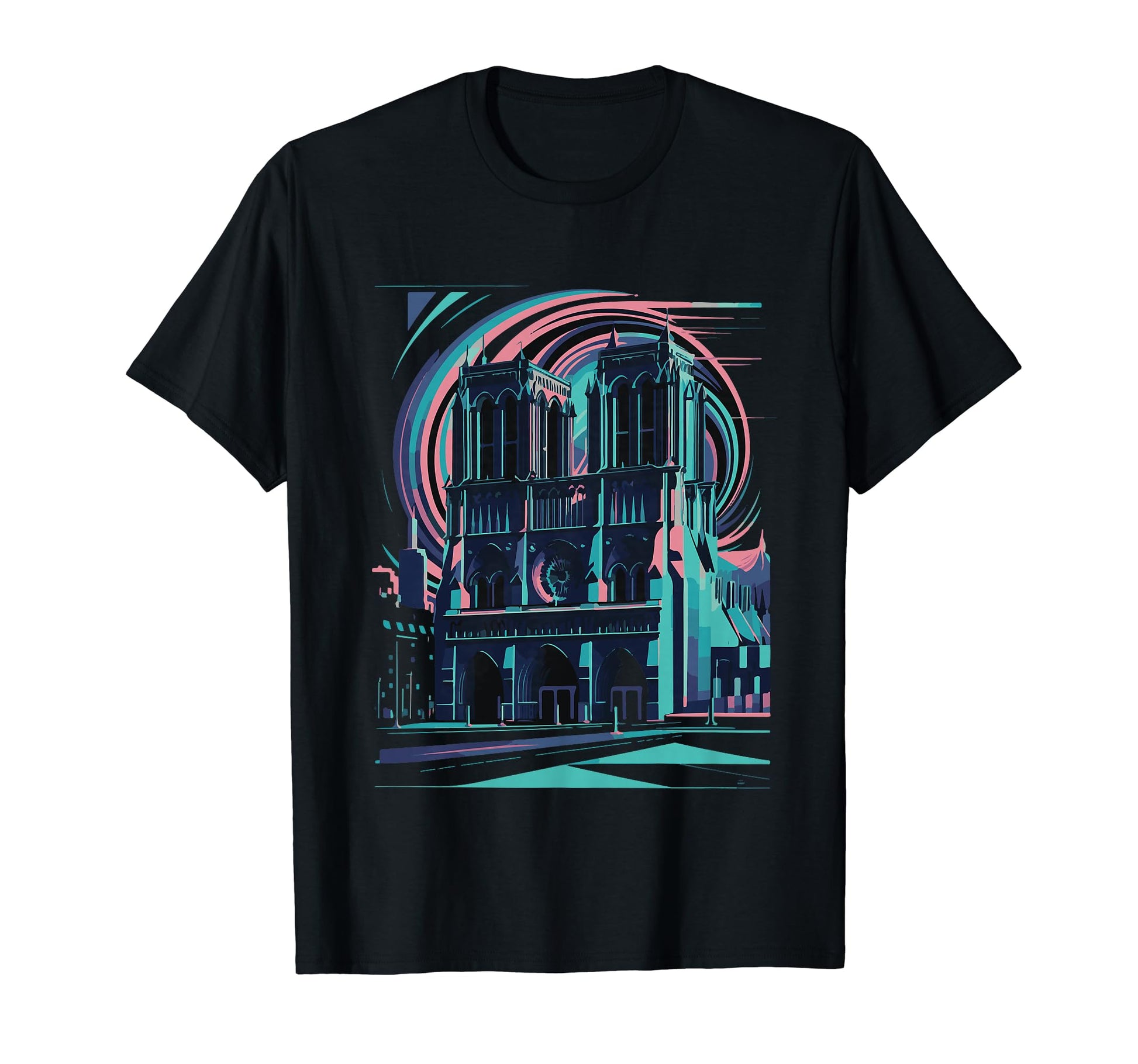 Notre Dame Vaporwave Aesthetic T-Shirt - Fun Novelty Design Men Women - T-Shirt, Sweatshirt, Hoodie
