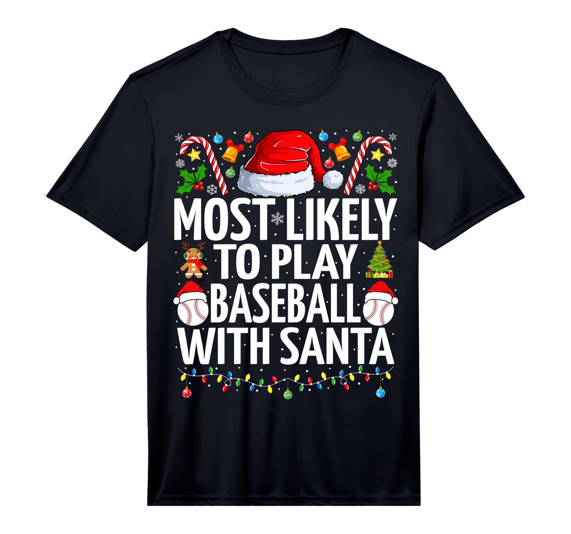 Most Likely To Play Baseball Santa T-Shirt - Custom Art Print for Adults - T-Shirt, Sweatshirt, Hoodie