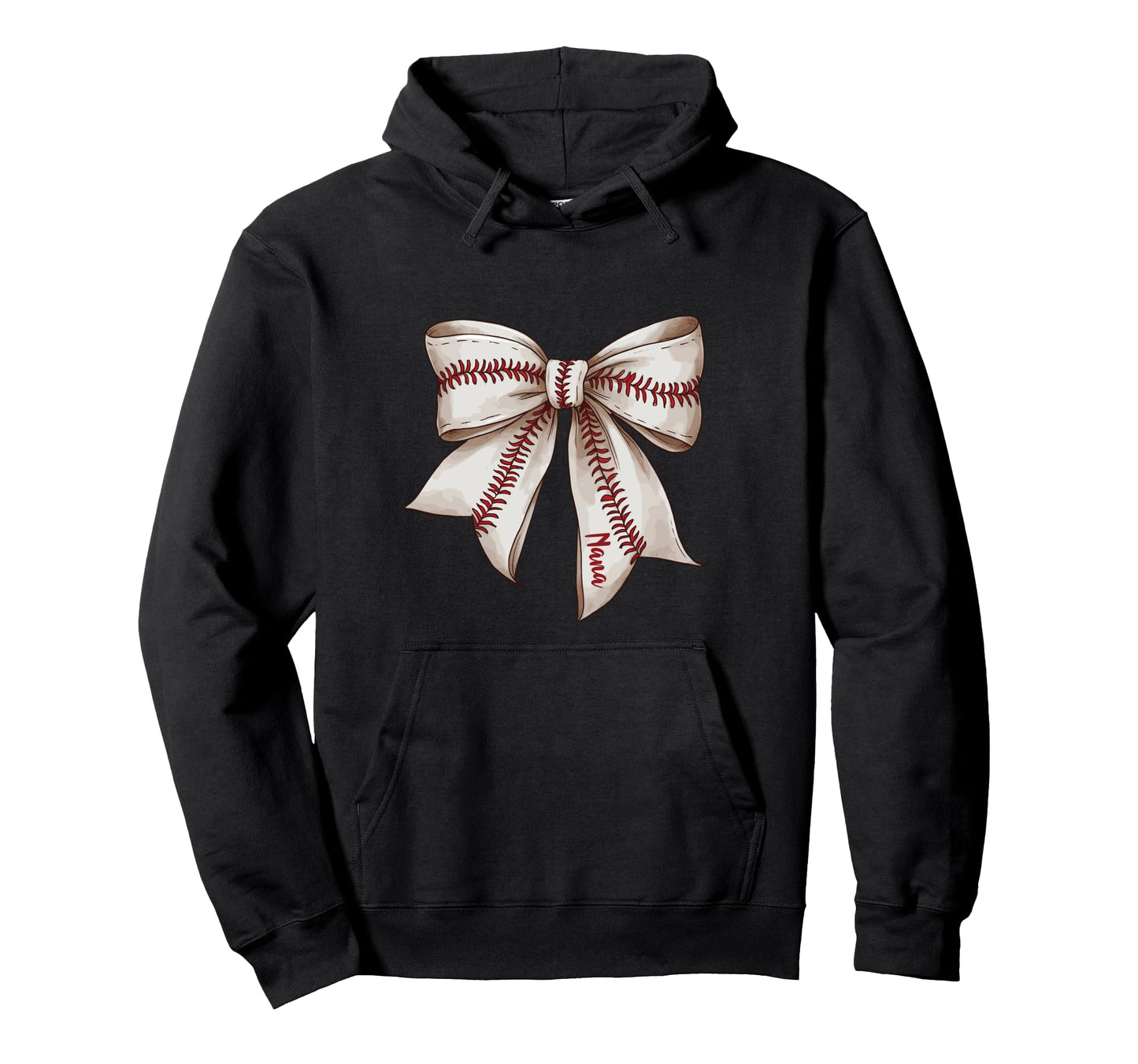 Baseball Nana Bow Grandma Hoodie - Fun Novelty Design Unisex - T-Shirt, Sweatshirt, Hoodie