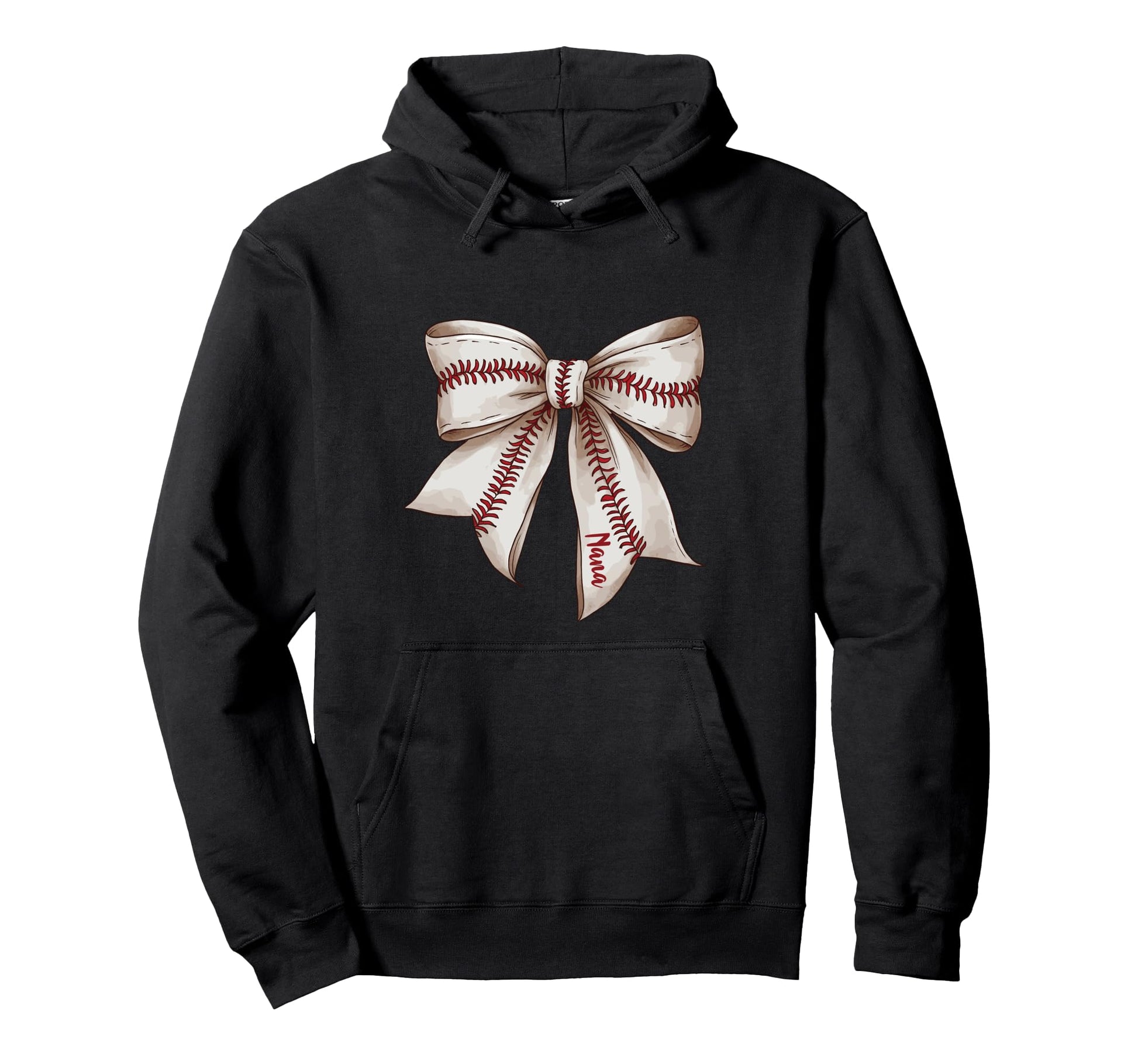 Baseball Nana Bow Grandma Hoodie - Fun Novelty Design Unisex - T-Shirt, Sweatshirt, Hoodie