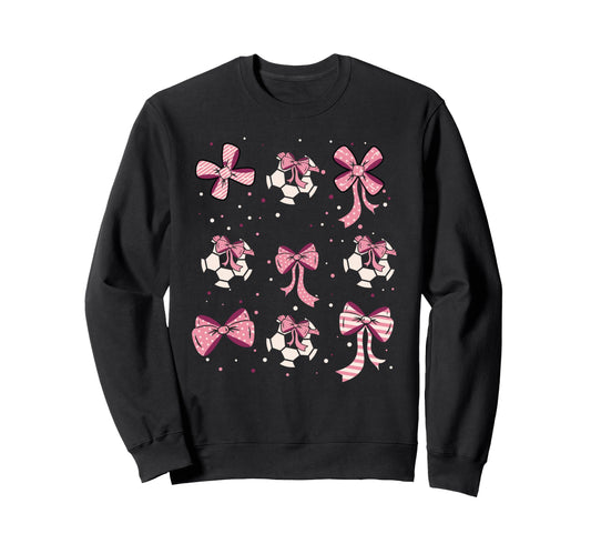 Soccer Ball Coquette Bow Game Day Sweatshirt - Unique Graphic Men Women - T-Shirt, Sweatshirt, Hoodie