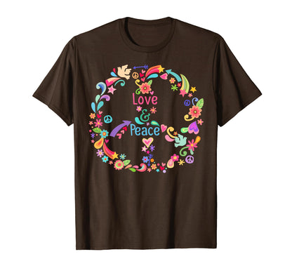 Hippie Peace Sign Love 60S 70S Tie Die T-Shirt - Fun Novelty Design Unisex - T-Shirt, Sweatshirt, Hoodie