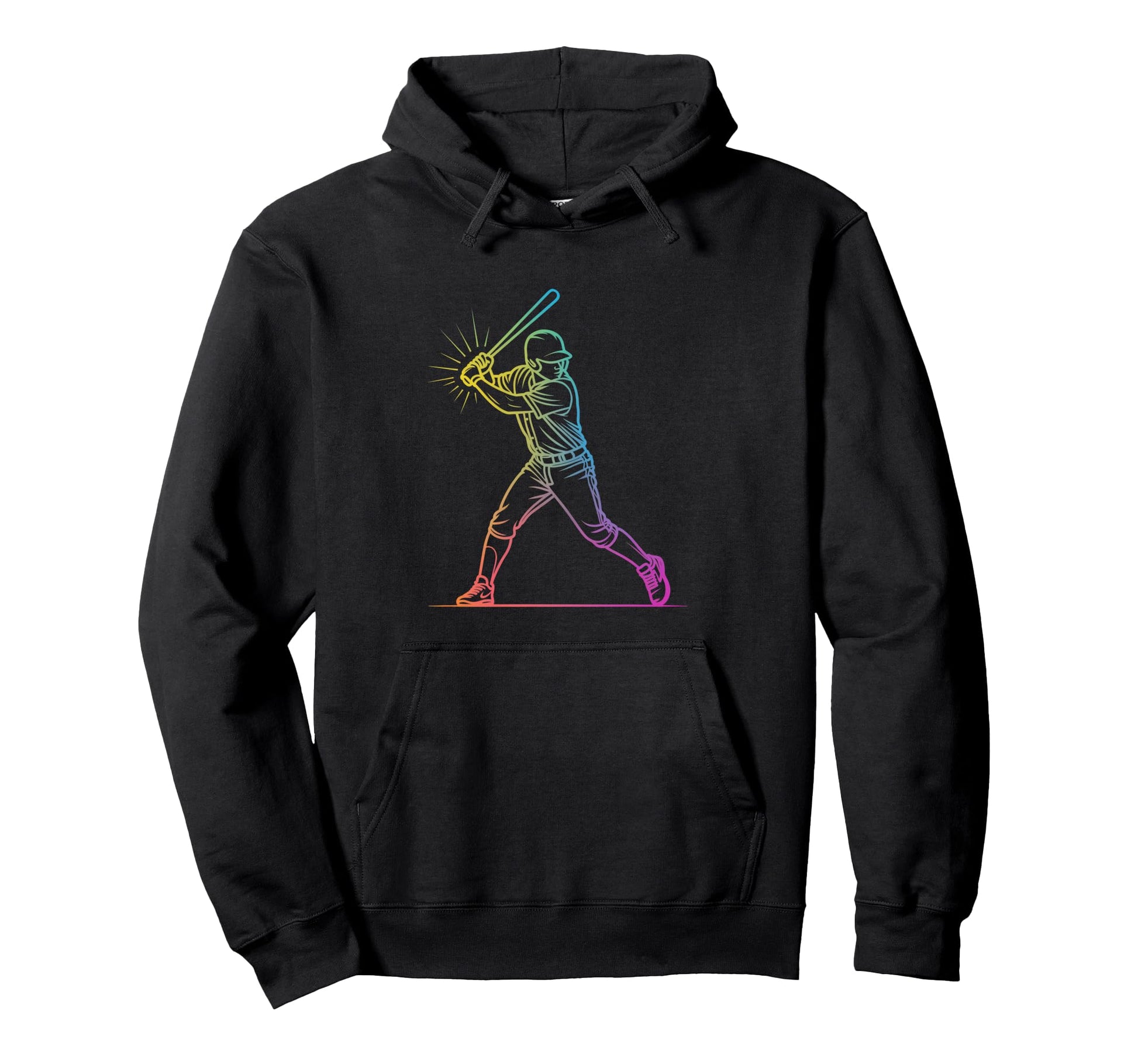 Baseball Batter Gradient Aesthetic Line Hoodie - Minimalist Print Unisex - T-Shirt, Sweatshirt, Hoodie
