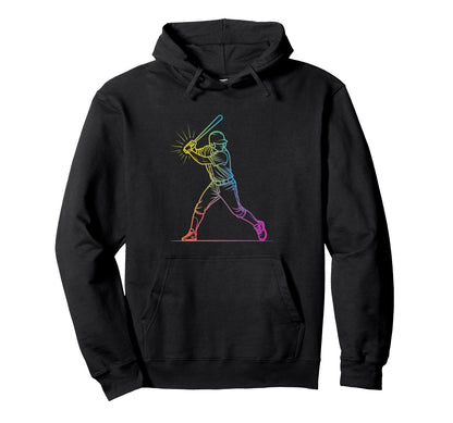 Baseball Batter Gradient Aesthetic Line Hoodie - Minimalist Print Unisex - T-Shirt, Sweatshirt, Hoodie