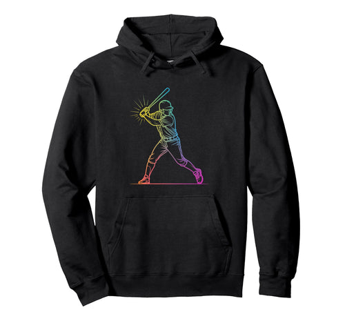 Baseball Batter Gradient Aesthetic Line Hoodie - Minimalist Print Unisex - T-Shirt, Sweatshirt, Hoodie