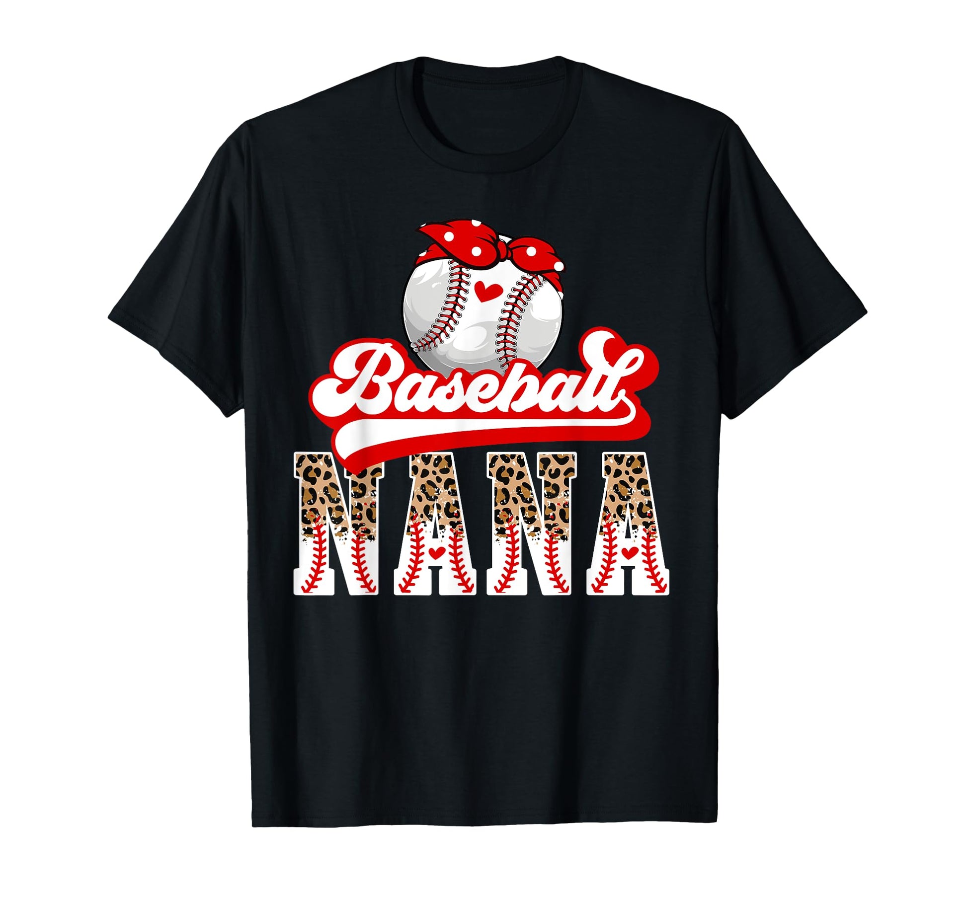 Baseball Nana Leopard Grandma Nana T-Shirt - Trendy Graphic for Adults - T-Shirt, Sweatshirt, Hoodie