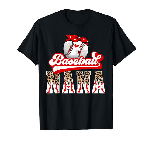 Baseball Nana Leopard Grandma Nana T-Shirt - Trendy Graphic for Adults - T-Shirt, Sweatshirt, Hoodie