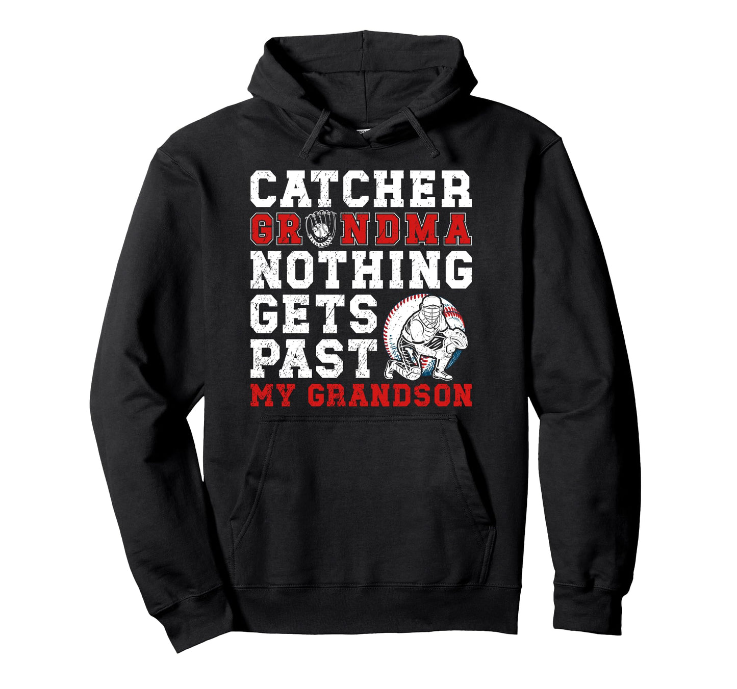 Baseball Catcher Grandma Proud Grandma Hoodie - Aesthetic Graphic Unisex - T-Shirt, Sweatshirt, Hoodie