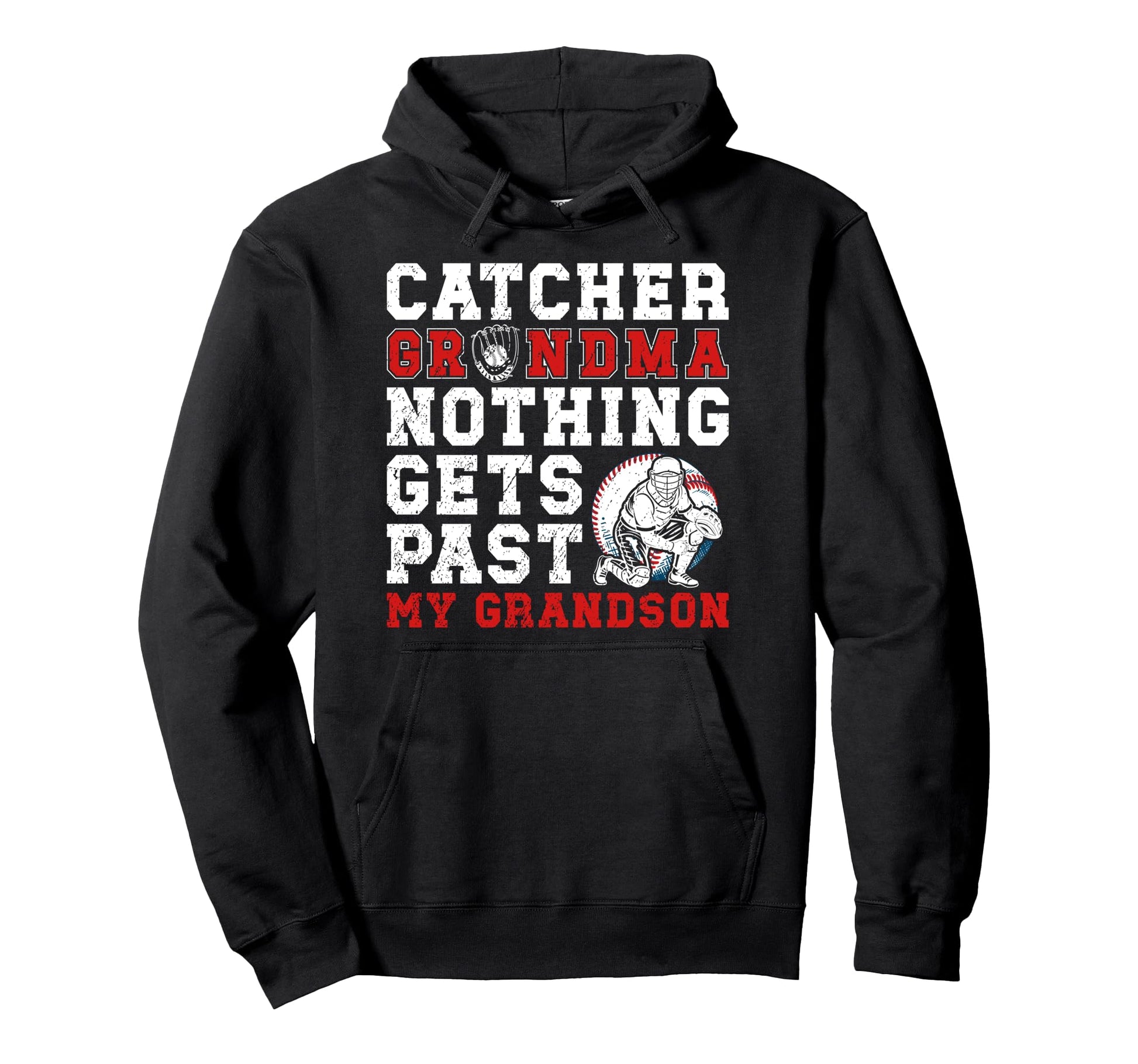 Baseball Catcher Grandma Proud Grandma Hoodie - Aesthetic Graphic Unisex - T-Shirt, Sweatshirt, Hoodie