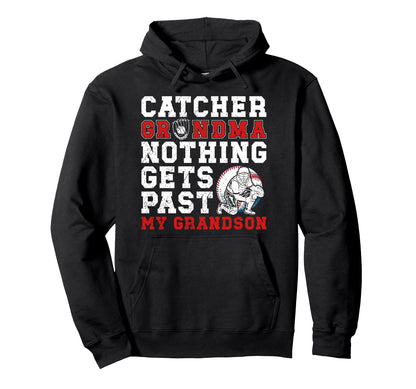 Baseball Catcher Grandma Proud Grandma Hoodie - Aesthetic Graphic Unisex - T-Shirt, Sweatshirt, Hoodie