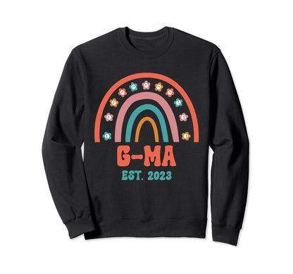 G Ma Groovy Grandma Est 2023 Rainbow Sweatshirt - Unique Graphic Unisex - T-Shirt, Sweatshirt, Hoodie