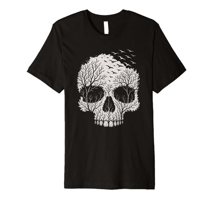 Skull Forest Nature Gothic Grunge T-Shirt - Custom Art Print Men Women - T-Shirt, Sweatshirt, Hoodie