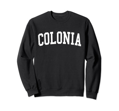 Colonia Nj Distressed White Sweatshirt - Casual Everyday Wear Men Women - T-Shirt, Sweatshirt, Hoodie