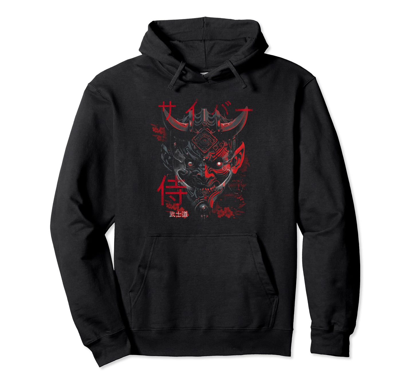 Cyberpunk Oni Mask Japanese Sad Aesthetic Hoodie - Graphic Print Unisex - T-Shirt, Sweatshirt, Hoodie