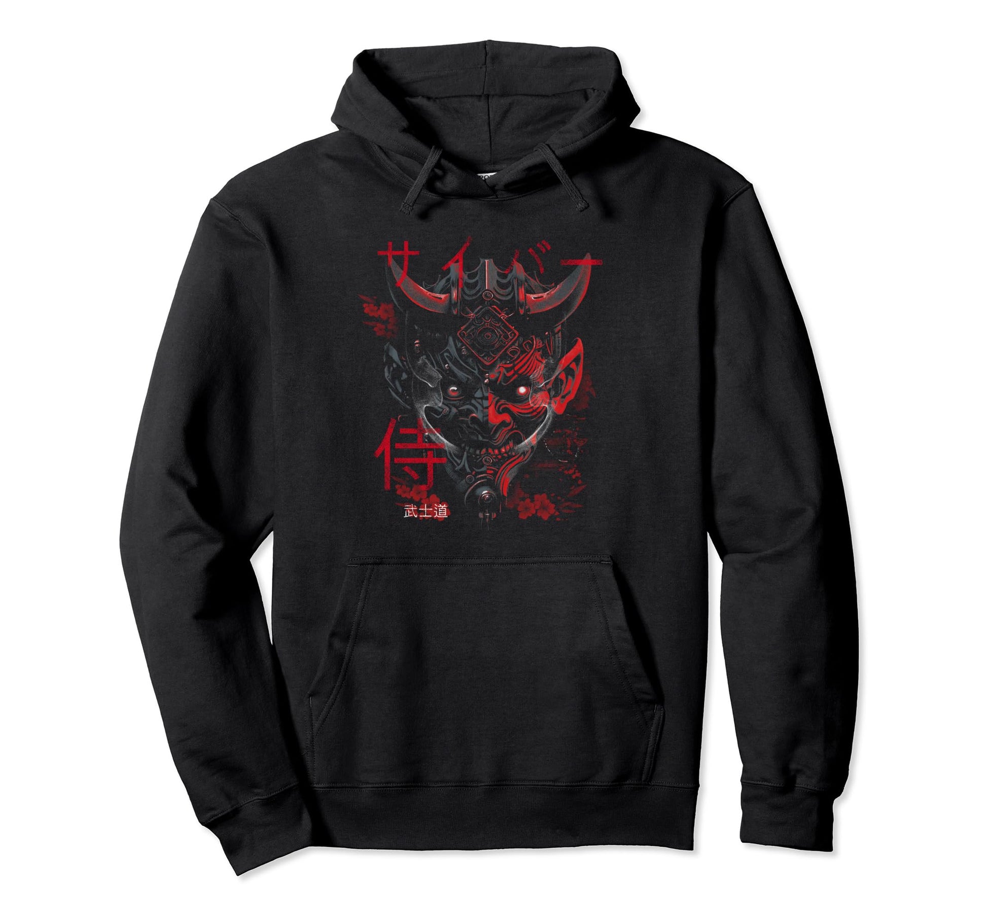 Cyberpunk Oni Mask Japanese Sad Aesthetic Hoodie - Graphic Print Unisex - T-Shirt, Sweatshirt, Hoodie