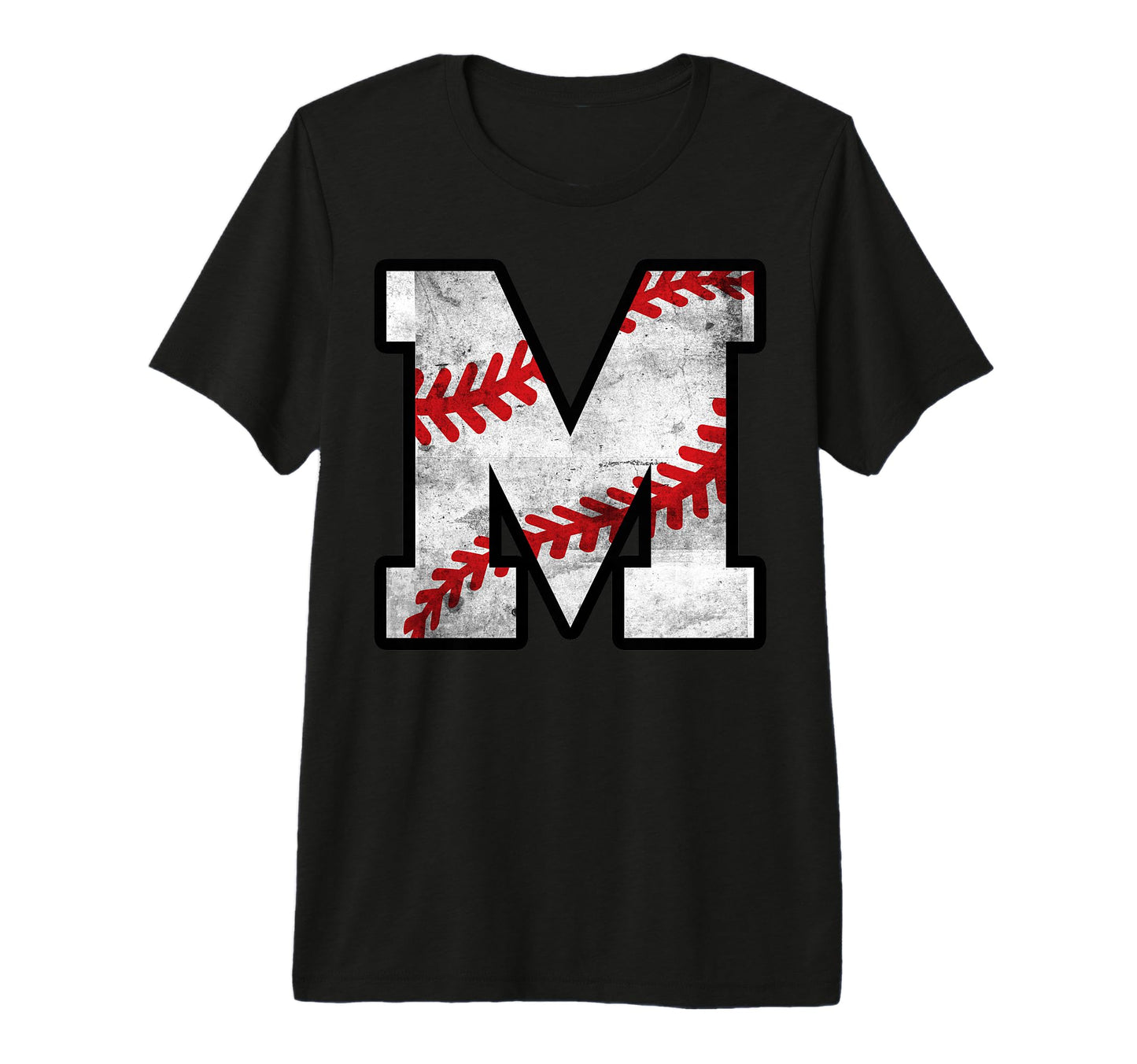 Distressed Baseball Letter M Tri Blend T-Shirt - Trendy Graphic Men Women - T-Shirt, Sweatshirt, Hoodie